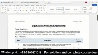 Exp25 Excel Chapter 5 ML2 &ndash; Apartments | Pearson MyLab Excel Grader Solution (100%)