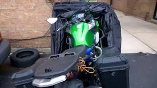 Motorcycle Cover for Snow Review on Kawasaki Versys 300 Black Oxford 600D Shelter Tent L106 W41 H61