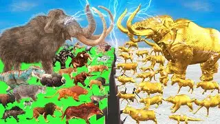 Prehistoric Animals Epic Battle Real Life Animals vs Golden Mammals Animal Revolt Battle Simulator