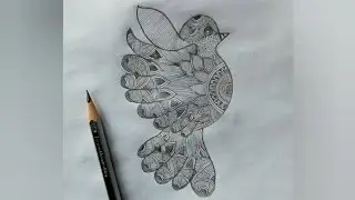 How to draw a flying bird//Mandala bird drawing #trendingvideo #beautifularts #arts