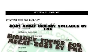 Biology syllabus for Mdcat by PMC 2021 | my personal suggestion for book reading related to Mdcat |