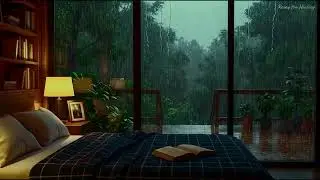 Cozy Rainy Bedroom at Night | Ambient Sound for Sleep, Rain Sound Deep Sleep, Healing Sleeping Sound