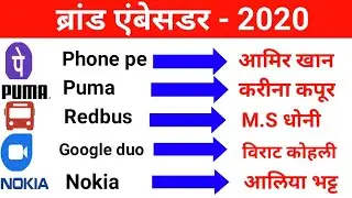 Brand ambassador 2020 || ब्रांड एंबेसडर 2020  | current affairs 2020 || GK trick |