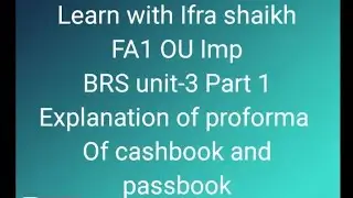 BRS proforma explanation. Fa 1 . Bcom