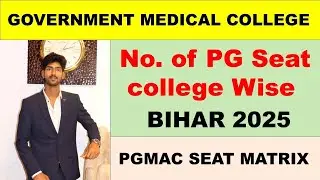 Bihar Total No of PG Seat in Government medical College 2025🔥 Bihar Neet Pg Seat Matrix 2025#neetpg