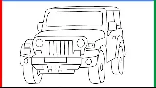 How to draw Mahindra Thar step by step for beginners | how to draw Mahindra Roxor off-road vehicle?