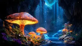 Luminescent Mushroom Cave Haven: Tranquil Night Forest Symphony for Deep Calming & Melatonin Release