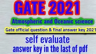 Atmospheric & Oceanic science gate 2021 question paper+ final answer key
