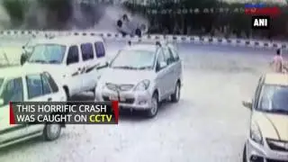 Speeding car hits divider, overturns multiple times