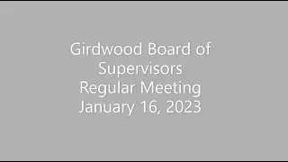 Girdwood Board of Supervisor January 16, 2023 Regular Meeting
