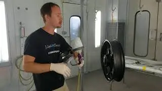 Liquid Concepts Showing How To Properly Spray Clear Coat On A Motorcycle Wheel.