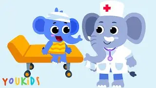 Five Little Elephants Jumping on the Bed | YouKids Nursery Rhymes & Kids Songs