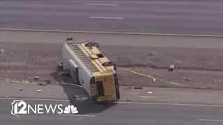 School bus flips on I-10 near Marana