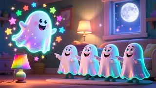 Five Little Ghosts Living the Room 👻 | Spooky Fun Counting Song for Kids | Nursery Rhymes & Songs