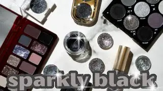 All of the black and charcoal sparkly eyeshadow options: swatched!