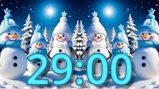 29 Minute Cute Winter Snowman Countdown Timer (Soothing Wind Chimes Alarm)