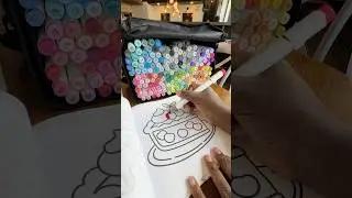 🥧 Color With Me #colorwithme #coloring #food #satisfying #alcoholmarkers #music