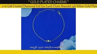 0.10 Lab Created Diamond Evil Eye Luck Chain Bracelet 14k Yellow Gold Plated
