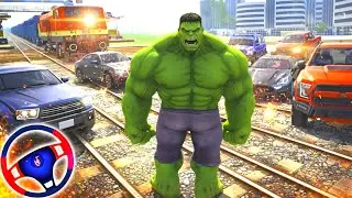 Green SuperHuman Fulk Driving Cars And Kill The Citizens Gameplay - Android phone Games 