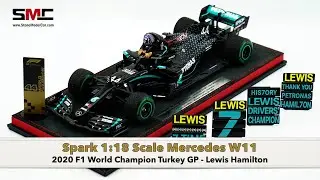 Spark 1:18 Lewis Hamilton 7x Times F1 World Champion Mercedes W11 Turkey GP 2020 Figure Edition