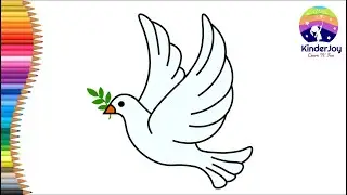 How to draw a dove for kids | Easy drawing |Step by step |#kinderjoyart #dovedrawing #dove e