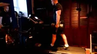 Farmer Walks on a treadmill