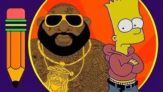 How to Draw Bart Simpson and Rick Ross | Speed Drawing
