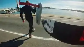 Hitching a Ride With The Cops. Wake Foiling Session