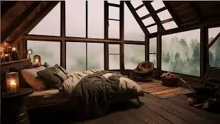 Heavy Rainy Night Bedroom 🌧️ Warm Lamp & Forest Rain for Insomnia Relief