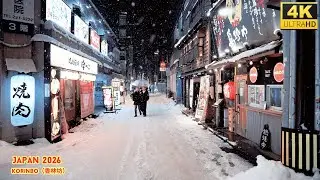 4K HDR Japan travel 2026 | Snow Night Walk Through Korinbo（香林坊）, Kanazawa |  Nature for relaxing