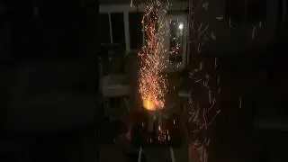 Lump charcoal is sparking