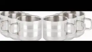Verow Double Wall Stainless Steel Apple Tea & Coffee Cups ,Set Of 6, 100 Ml