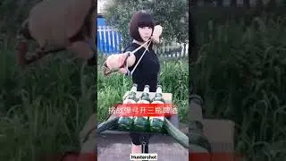 Beer bottles open with slingshot /perfect shot by beautiful girl #shorts