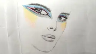 🎨 Title: Color Fusion Portrait &ndash; Fashion Makeup Art Sketch for Beginners