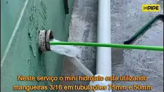Mini hidrojato Jetpipe efetuando desentupimento em local sem acesso com caminh&atilde;o