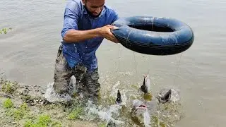 2022 Amazing Different Ways Big Fish Catching Technique In Village Pond❗🖤