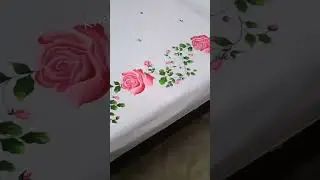 Rose bedsheet painting design khan official art #clothpainting #shortvideo #rosepainting #simple