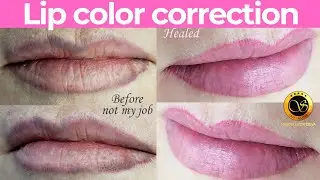PMU Lip color correction. Laser lip tattoo removal