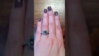 Custom Lindy Engagement Ring with Grey Diamond & Halo