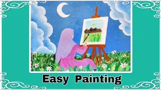 Hijabi girl painting🌼 || Acrylic Painting & Motivational Art Story 🎨✨ #ArtStory #AcrylicPainting 