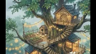 Rainy Day In the Cozy Multi Level Treehouse | Ghibli Simple Life ASMR