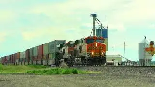 BNSF monster train leaving Hysham, Montana
