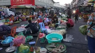 Early Morning Daily LifeStyle of Vendors @Phsa Chhbar Ampov - Morning Street Vegetables Market