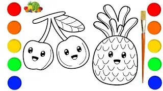 ✨️Easy pineapple & cherry drawing || How to draw and colour fruits || toddler drawing🖍🖌&hearts;️✨️ 