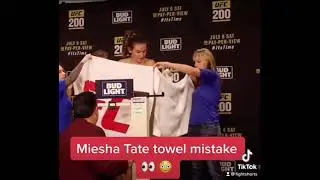 Miesha Tate&rsquo;s towel falls during weigh in