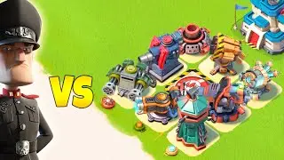 Boom Beach ONE of EVERY Defense vs Defending Hammerman!