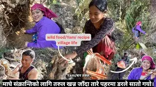wild food(yam)recipeदेउरानी नानीसँग माघे संक्रान्तिको लागि तरुल खन्न जाँदा तारे पहरमा डरले सातो गयो!