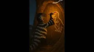 Ağa&ccedil; Kovuğunda T-rex Resmi Yapan Siyah Beyaz &Ccedil;izgili Therizinosaurus - Yapay Zeka (Aİ)