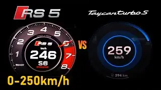 Audi RS5 v Porsche Taycan Turbo S Acceleration  0-100 & 0-250 km/h
