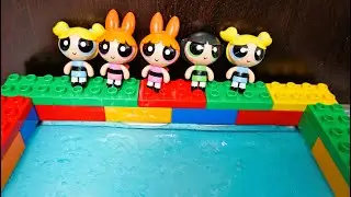 Make DIY Slime Pool & Five Heroes Girls Jumping on the bed Song